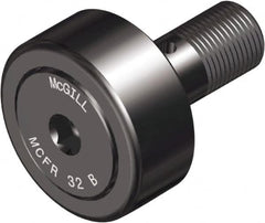 McGill - 62mm Roller Diam x 29mm Width, 24mm Stud Diam x 50mm Length, Crowned Sealed Stud Cam Follower with Hex - Steel, 25mm Thread Length, M24x1.5 Thread, 80mm OAL, 5,931 Lb Dynamic Cap, 10,409 Lb Static Cap - Americas Tooling