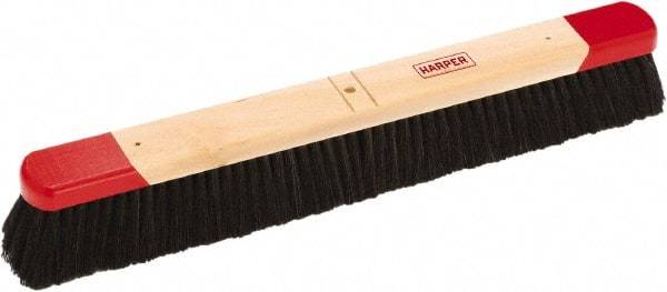 Harper Brush - 24" Medium Duty Tampico Push Broom - 3" Bristle Length, Wood Block, Bolt-On Handle Connection, Handle Sold Separately - Americas Tooling