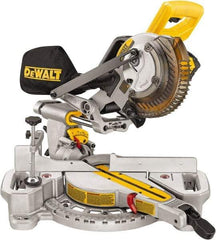 DeWALT - 4 Amp, 20 Volt, 3,750 RPM, 48° Left Single Bevel Sliding Miter Saw - 5/8" Arbor, 7-1/4" Blade Diam, Includes Battery Charger & Battery - Americas Tooling