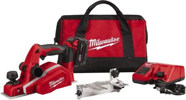 Milwaukee Tool - 18V 3-1/4" Planer - Battery, Charger, Bag and Bevel/Edge Guide, 2 Double Edge Blades Included - Americas Tooling