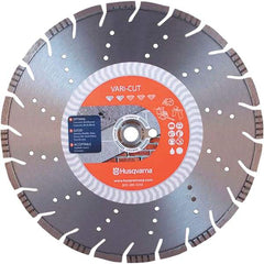 Husqvarna - 14" Diam, 25/32 & 1" Arbor Hole Diam, Continuous Edge Tooth Wet & Dry Cut Saw Blade - Diamond-Tipped, General Purpose Action, Standard Round Arbor - Americas Tooling