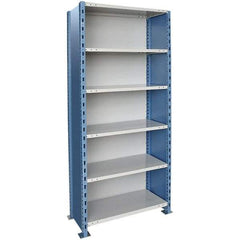 Hallowell - 6 Shelf, 500 Lb. Capacity, Closed Shelving Starter Unit - 48 Inch Wide x 24 Inch Deep x 87 Inch High, Blue and Platinum - Americas Tooling