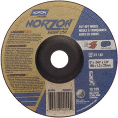 Norton - 46 Grit, 6" Wheel Diam, 7/8" Arbor Hole, Type 27 Depressed Center Wheel - Americas Tooling