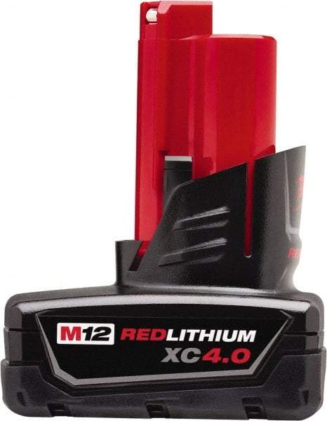 Milwaukee Tool - 12 Volt Lithium-Ion Power Tool Battery - 4 Ahr Capacity, 1-1/2 hr Charge Time, Series M12 XC RED - Americas Tooling