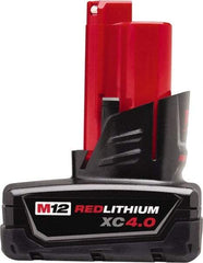 Milwaukee Tool - 12 Volt Lithium-Ion Power Tool Battery - 4 Ahr Capacity, 1-1/2 hr Charge Time, Series M12 XC RED - Americas Tooling