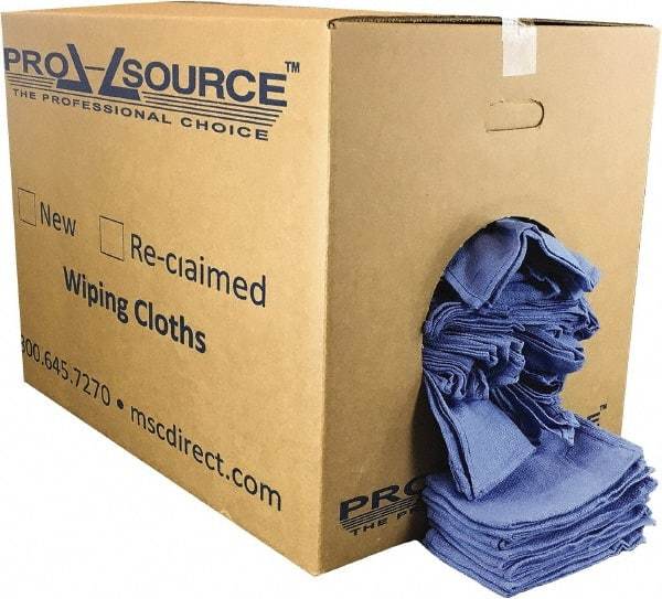 PRO-SOURCE - 25 Inch Long x 16 Inch Wide Virgin Cotton Rags - Blue, Huck, Lint Free, 50 Lbs. at 5 to 7 per Pound, Box - Americas Tooling