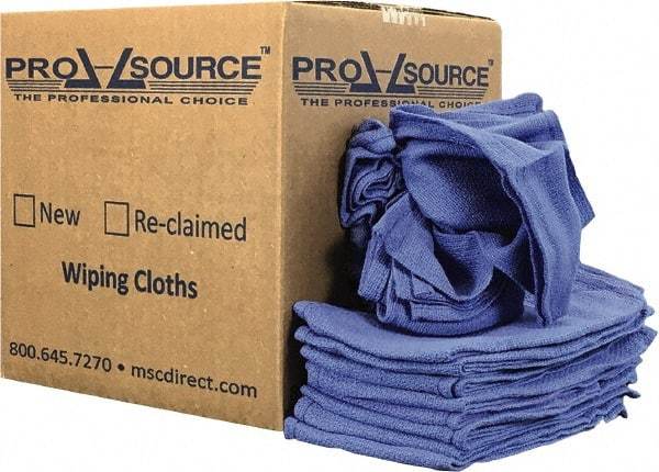 PRO-SOURCE - 25 Inch Long x 16 Inch Wide Virgin Cotton Rags - Blue, Denim, Lint Free, 5 Lbs. at 5 to 7 per Pound, Box - Americas Tooling