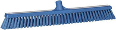 Vikan - 24" Combo Duty Polyester Push Broom - 2" Bristle Length, Plastic Block, European Threaded Handle Connection - Americas Tooling