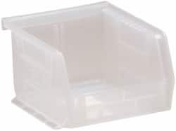 Quantum Storage - 8 Lb. Load Capacity, 5" Deep, Clear Polypropylene Hopper Stacking Bin - 3" High x 4-1/8" Wide x 5" Long - Americas Tooling