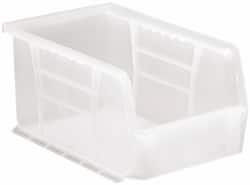 Quantum Storage - 20 Lb. Load Capacity, 9-1/4" Deep, Clear Polypropylene Hopper Stacking Bin - 5" High x 6" Wide x 9-1/4" Long - Americas Tooling