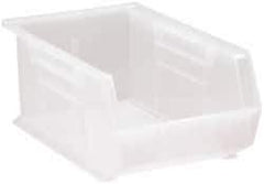 Quantum Storage - 60 Lb. Load Capacity, 13-5/8" Deep, Clear Polypropylene Hopper Stacking Bin - 6" High x 8-1/4" Wide x 13-5/8" Long - Americas Tooling