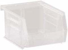 Quantum Storage - 10 Lb. Load Capacity, 5-3/8" Deep, Clear Polypropylene Hopper Stacking Bin - 3" High x 4-1/8" Wide x 5-3/8" Long - Americas Tooling