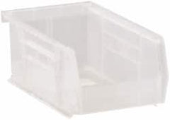 Quantum Storage - 10 Lb. Load Capacity, 7-3/8" Deep, Clear Polypropylene Hopper Stacking Bin - 3" High x 4-1/8" Wide x 7-3/8" Long - Americas Tooling