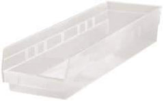 Quantum Storage - 50 Lb. Load Capacity, 23-5/8" Deep, Clear Polypropylene Hopper Shelf Bin - 4" High x 6-5/8" Wide x 23-5/8" Long - Americas Tooling