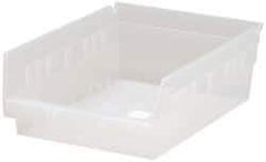 Quantum Storage - 30 Lb. Load Capacity, 11-5/8" Deep, Clear Polypropylene Hopper Shelf Bin - 4" High x 8-3/8" Wide x 11-5/8" Long - Americas Tooling