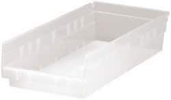 Quantum Storage - 40 Lb. Load Capacity, 17-7/8" Deep, Clear Polypropylene Hopper Shelf Bin - 4" High x 8-3/8" Wide x 17-7/8" Long - Americas Tooling