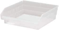 Quantum Storage - 30 Lb. Load Capacity, 11-5/8" Deep, Clear Polypropylene Hopper Shelf Bin - 4" High x 11-1/8" Wide x 11-5/8" Long - Americas Tooling