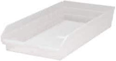 Quantum Storage - 50 Lb. Load Capacity, 23-5/8" Deep, Clear Polypropylene Hopper Shelf Bin - 4" High x 11-1/8" Wide x 23-5/8" Long - Americas Tooling