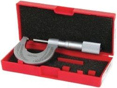 Starrett - Mechanical, 0 to 1 Inch Measurement, Satin Chrome Finish Carbide Face Ball Anvil Micrometer - 0.001 Inch Graduation - Americas Tooling