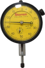 Starrett - 10mm Range, 0-50-0 Dial Reading, 0.01mm Graduation Dial Drop Indicator - 2-1/4" Dial, 1mm Range per Revolution - Americas Tooling