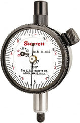 Starrett - 0.025" Range, 0-10 (Continuous), 0-5-0 (Balanced) Dial Reading, 0.0001" Graduation Dial Drop Indicator - 1-11/16" Dial, 0.01" Range per Revolution, Revolution Counter - Americas Tooling