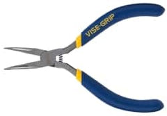 Irwin - 5" Long, 1-1/4" Jaw Length Smooth Jaw, Bent Nose Plier - Dipped Vinyl Handle - Americas Tooling