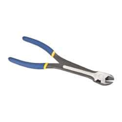 Irwin - 11" OAL, 1" Jaw Length x 1-1/8" Jaw Width, Long Nose Side Cutting Pliers - Serrated Jaw, Dipped Vinyl Handles, Diagonal Grip - Americas Tooling