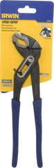 Irwin - 10" OAL, 2" Max Capacity, 7 Position Water Pump Tongue & Groove Pliers - Serrated V-Jaws, Curved Head, Dipped Vinyl Handles - Americas Tooling