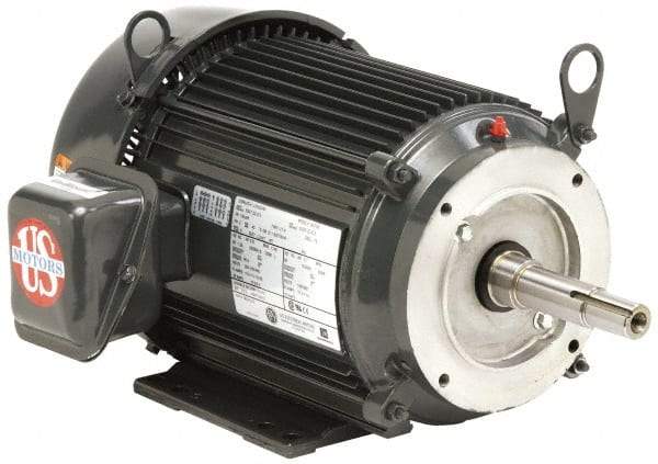 US Motors - 1 hp, TEFC Enclosure, No Thermal Protection, 1,725 RPM, 575 Volt, 60 Hz, Three Phase Standard Efficient Motor - Size 56 Frame, C-Face Mount, 1 Speed, Ball Bearings, 1.35 Full Load Amps, B Class Insulation, CW Lead End - Americas Tooling