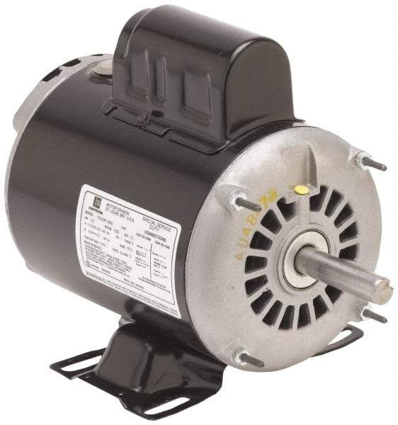 US Motors - 5 hp, ODP Enclosure, No Thermal Protection, 3,520 RPM, 230 Volt, 60 Hz, Single Phase Permanent Split Capacitor (PSC) Motor - Size 184T Frame, Rigid Mount, 1 Speed, Ball Bearings, 19.60 Full Load Amps, F Class Insulation - Americas Tooling