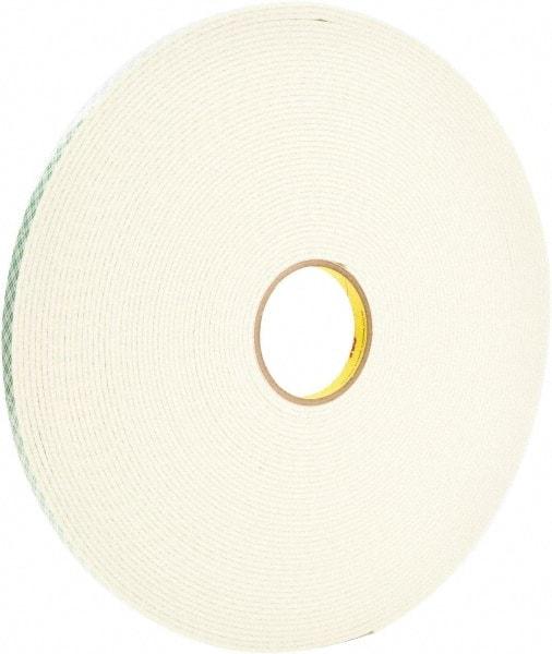 3M - 1/2" x 36 Yd Acrylic Adhesive Double Sided Tape - 125 mil Thick, Off-White, Foam Liner - Americas Tooling