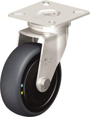 Blickle - 3" Diam x 63/64" Wide x 3-15/16" OAH Top Plate Mount Swivel Caster - Thermoplastic Rubber Elastomer (TPE), 110 Lb Capacity, Ball Bearing, 2-3/8 x 2-3/8" Plate - Americas Tooling