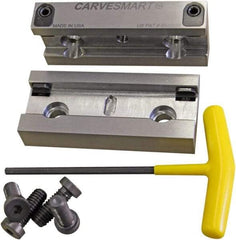 CarveSmart - 3/4" Jaw Width, 1.685" Jaw Height, 3/4" Jaw Thickness, Quick Change Jaw System Vise Jaw Sets - Steel, Bolt-On, 2 Jaws, Semi-Hard Jaws - Americas Tooling