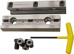 CarveSmart - 1" Jaw Width, 1.99" Jaw Height, 1" Jaw Thickness, Quick Change Jaw System Vise Jaw Sets - Steel, Bolt-On, 2 Jaws, Semi-Hard Jaws - Americas Tooling