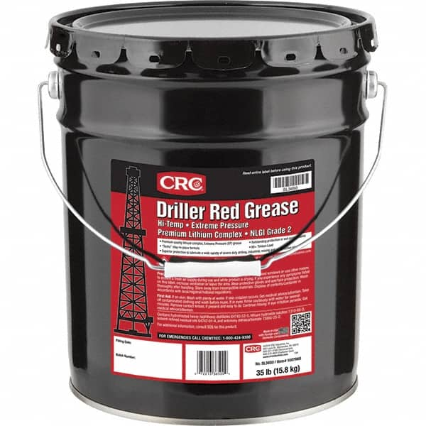 CRC - 35 Lb Pail Lithium Extreme Pressure Grease - Red, Extreme Pressure & High Temperature, 400°F Max Temp, NLGIG 2, - Americas Tooling