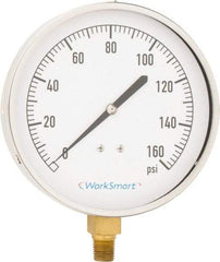 Value Collection - 4-1/2" Dial, 1/4 Thread, 0-160 Scale Range, Pressure Gauge - Lower Connection Mount, Accurate to 0.01% of Scale - Americas Tooling