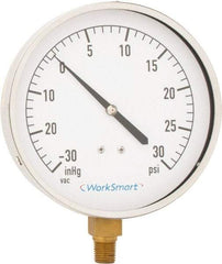 Value Collection - 4-1/2" Dial, 1/4 Thread, 30-0-30 Scale Range, Pressure Gauge - Lower Connection Mount, Accurate to 0.01% of Scale - Americas Tooling