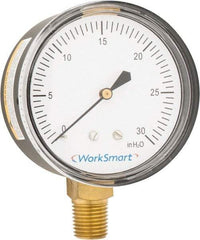 Value Collection - 2-1/2" Dial, 1/4 Thread, 0-30 Scale Range, Pressure Gauge - Lower Connection Mount, Accurate to 1.5% of Scale - Americas Tooling