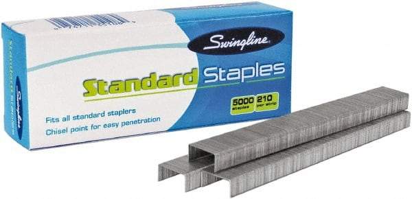 Swingline - 1/4" Leg Length, Galvanized/Low-Carbon Steel Standard Staples - 20 Sheet Capacity, For Use with 210 Full Strip Standard Staplers - Americas Tooling