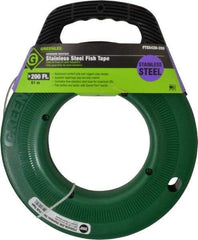 Greenlee - 200 Ft. Long x 1/8 Inch Wide, 0.045 Inch Thick, Stainless Steel Fish Tape - 400 Lb. Pulling Strength, Includes Case - Americas Tooling