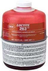 Loctite - 1,000 mL Bottle, Red, High Strength Liquid Threadlocker - Series 263, 24 Hour Full Cure Time, Hand Tool, Heat Removal - Americas Tooling