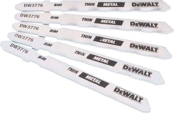 DeWALT - 3" Long, 24 Teeth per Inch, High Carbon Steel Jig Saw Blade - Toothed Edge, 0.3" Wide x 0.035" Thick, T-Shank - Americas Tooling