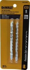 DeWALT - 4" Long, 6 Teeth per Inch, High Carbon Steel Jig Saw Blade - Toothed Edge, 1/4" Wide x 0.035" Thick, T-Shank - Americas Tooling