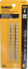 DeWALT - 4" Long, 6 Teeth per Inch, High Carbon Steel Jig Saw Blade - Toothed Edge, 1/4" Wide x 0.06" Thick, T-Shank - Americas Tooling