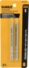 DeWALT - 4" Long, 8 Teeth per Inch, High Carbon Steel Jig Saw Blade - Toothed Edge, 1/4" Wide x 0.06" Thick, T-Shank - Americas Tooling