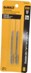 DeWALT - 3" Long, 12 Teeth per Inch, High Carbon Steel Jig Saw Blade - Toothed Edge, 1/4" Wide x 0.06" Thick, T-Shank - Americas Tooling