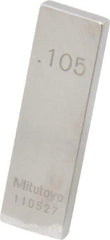 Mitutoyo - 0.105" Rectangular Steel Gage Block - Accuracy Grade 0, Includes Certificate of Inspection - Americas Tooling