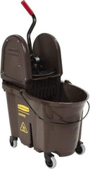 Rubbermaid - 35 Qt Plastic Bucket & Wringer - 20-1/8" Long x 36-1/2" High x 15-3/4" Wide, Brown - Americas Tooling