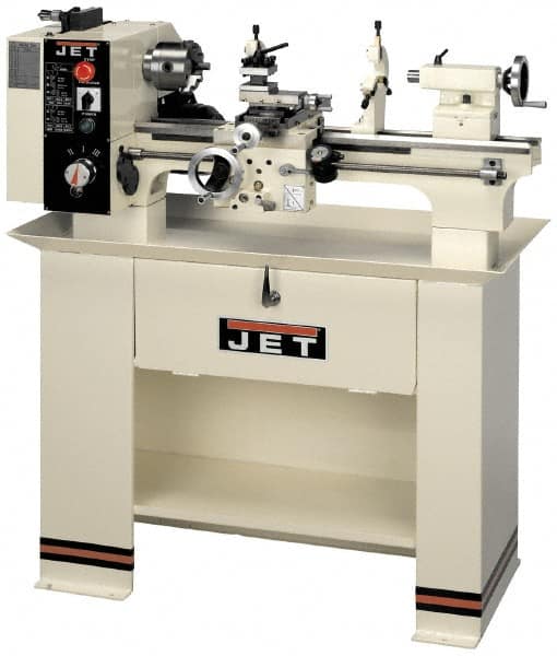 Jet - 14" Swing, 40" Between Centers, 230 Volt, Single Phase Bench Lathe - 5MT Taper, 3 hp, 40 to 1,800 RPM, 1-1/2" Bore Diam, 46" Deep x 28" High x 74-5/8" Long - Americas Tooling