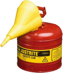 Justrite - 2 Gal Brass Type I Safety Can - 9-1/2" High, Red - Americas Tooling